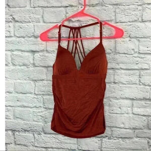 ATHLETA Burnt Red/Orange Swim Tankini Top size S